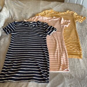Womens stretchy striped spring dress XS Navy, Pink, Mustard